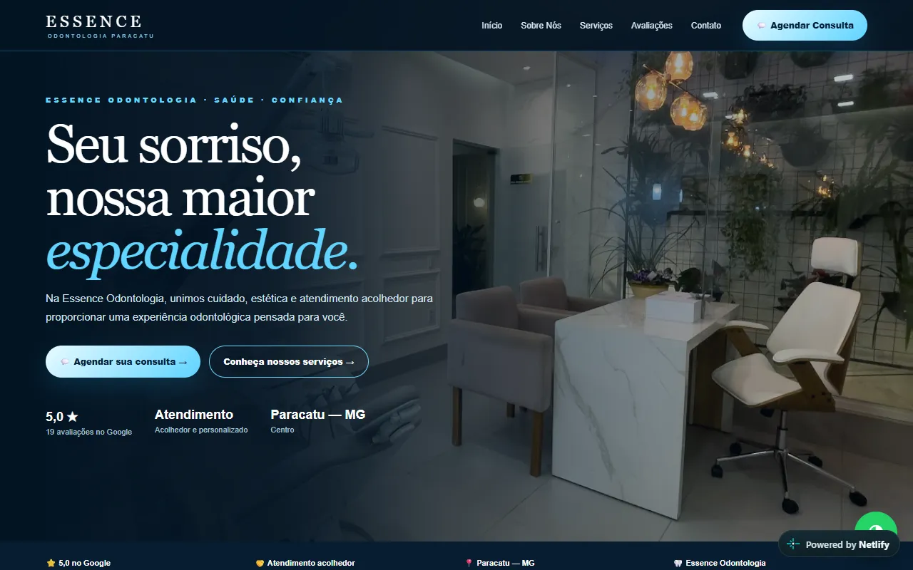 Site da Essence Odontologia - Clínica Odontológica
